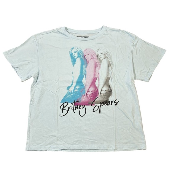 Britney Spears Shirt Adult Large Powder Blue Graphic Tee 100% Cotton Unisex Boxy - Picture 1 of 7